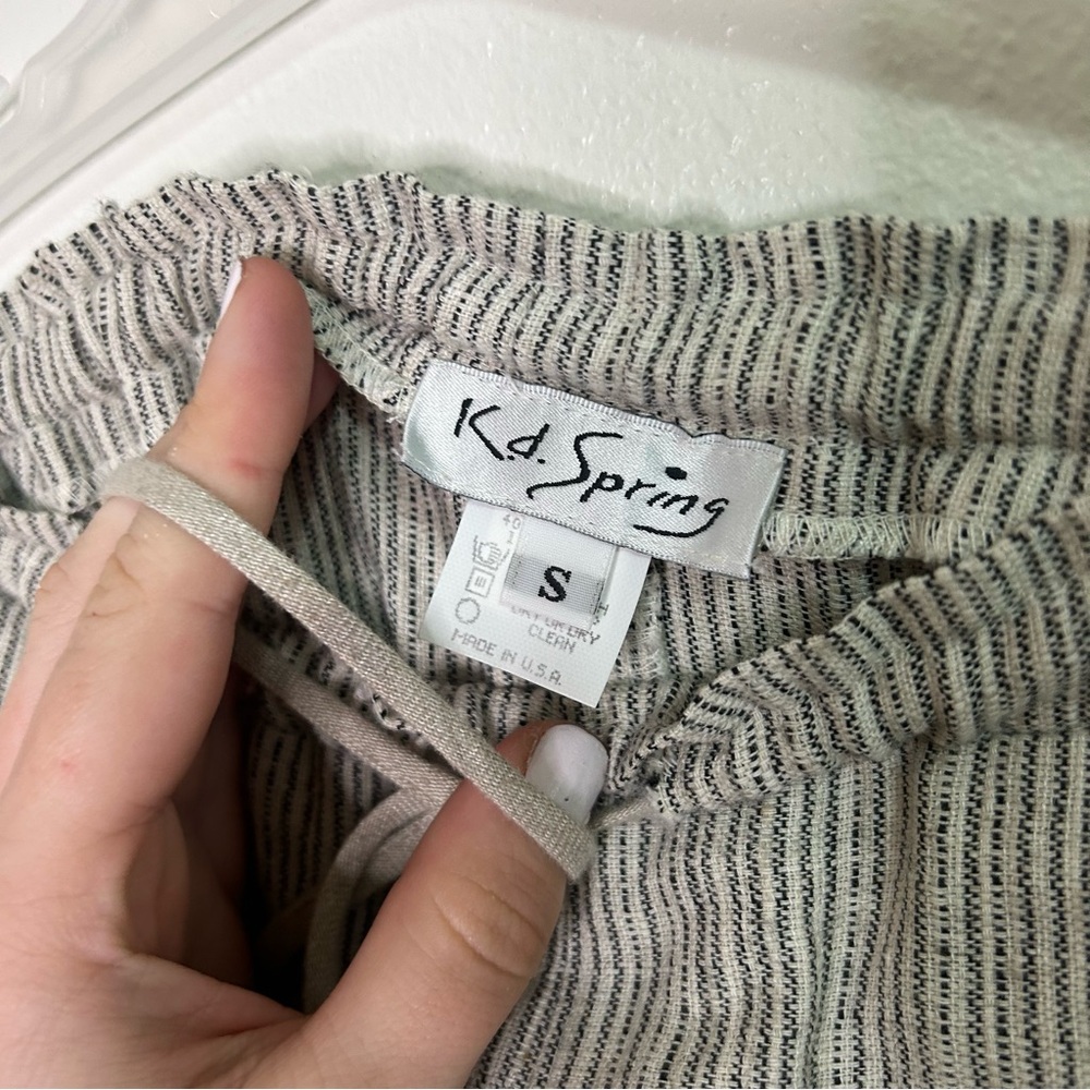 NWT KD Spring linen cotton blend draw string striped pants - Picture 4 of 6